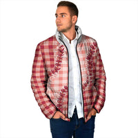 Red Hawaii Palaka Padded Jacket Hawaiian Pikake Lei