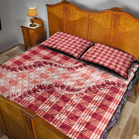 Red Hawaii Palaka Quilt Bed Set Hawaiian Pikake Lei