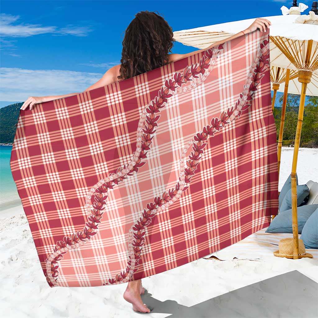 Red Hawaii Palaka Sarong Hawaiian Pikake Lei