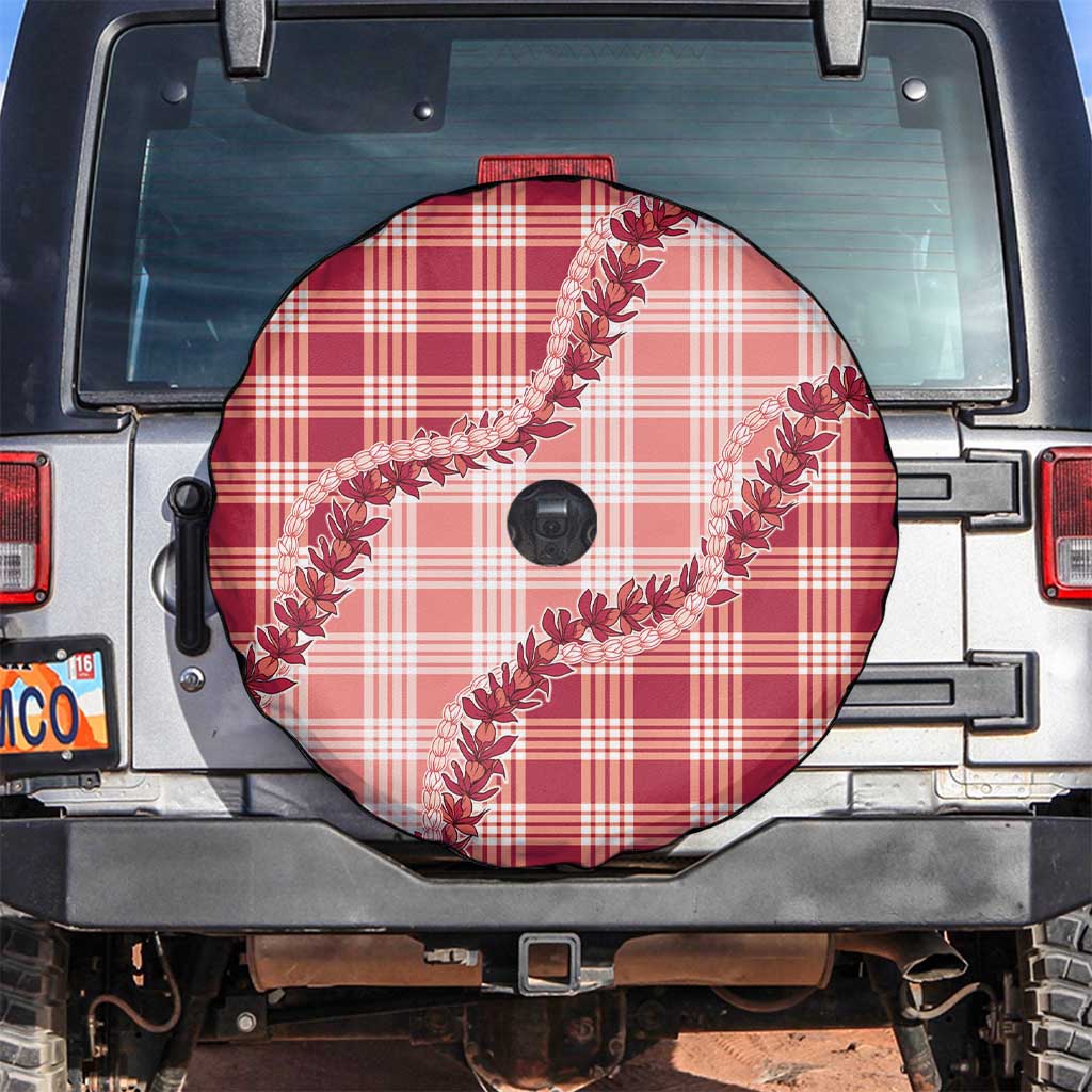 Red Hawaii Palaka Spare Tire Cover Hawaiian Pikake Lei