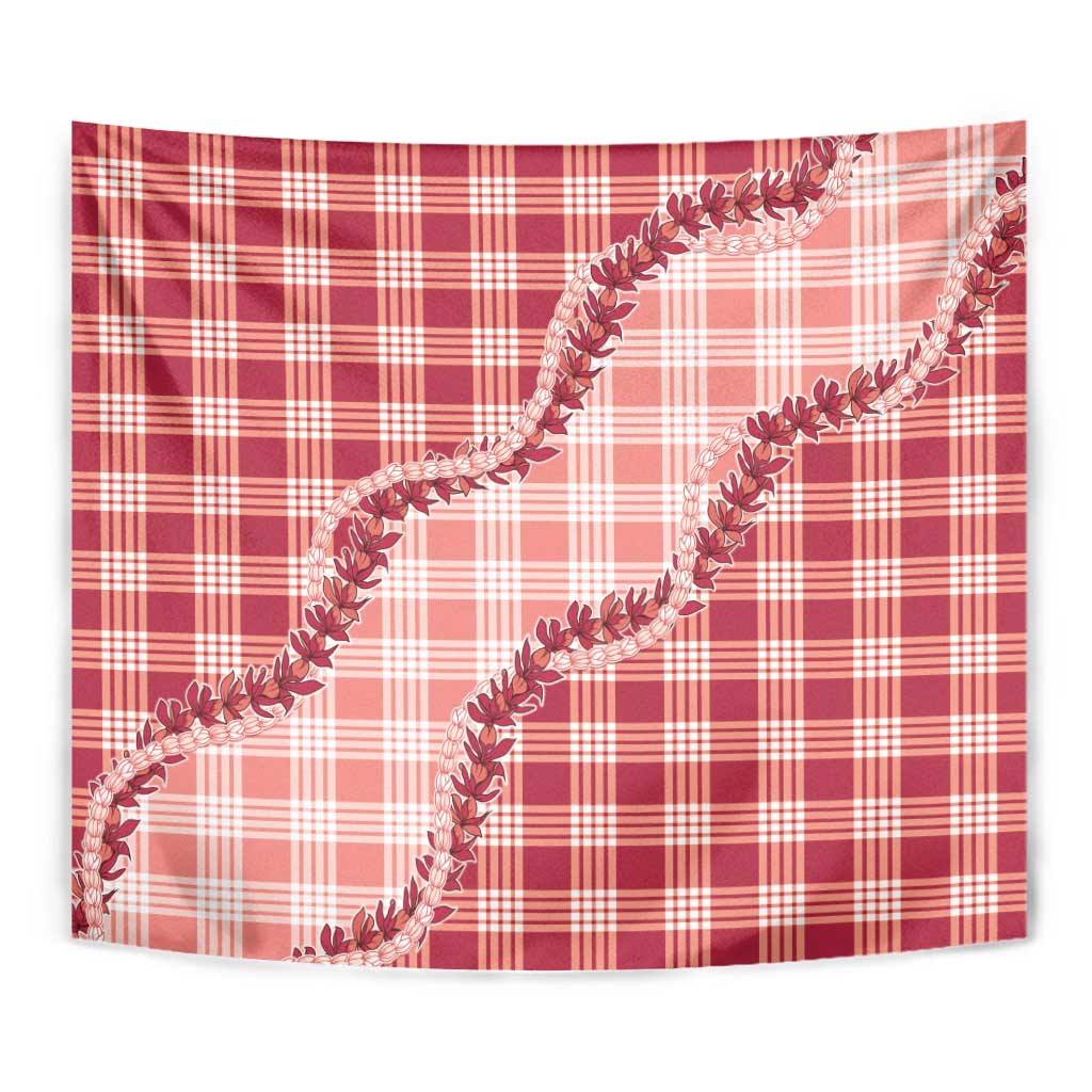 Red Hawaii Palaka Tapestry Hawaiian Pikake Lei