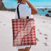 Red Hawaii Palaka Tote Bag Hawaiian Pikake Lei