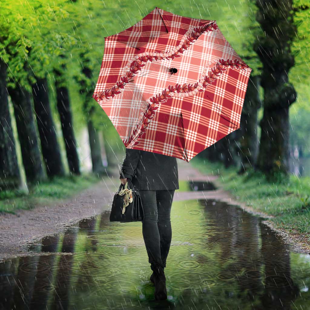 Red Hawaii Palaka Umbrella Hawaiian Pikake Lei