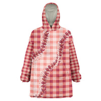 Red Hawaii Palaka Wearable Blanket Hoodie Hawaiian Pikake Lei LT05 One Size Red - Polynesian Pride