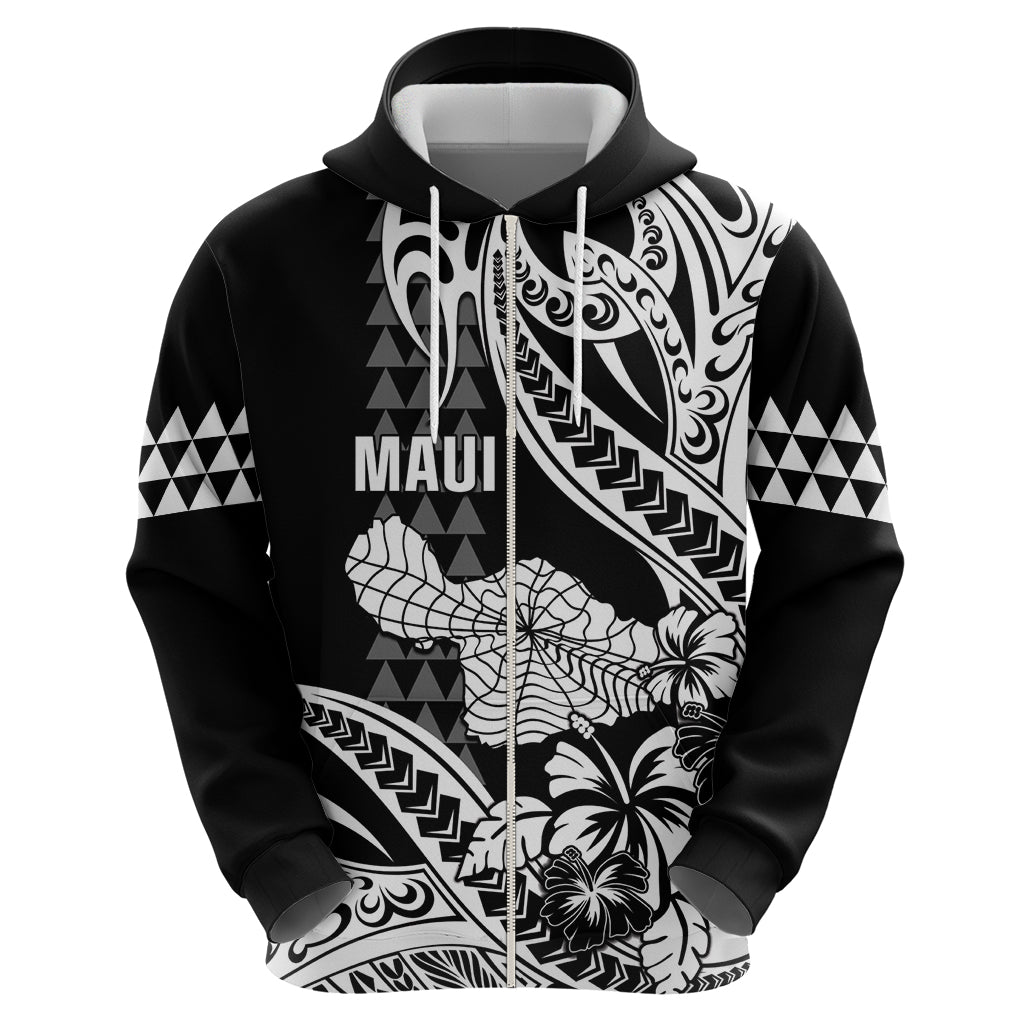 Hawaii Maui Upena Kiloi Hoodie Kakau Tribal Pattern Black Version