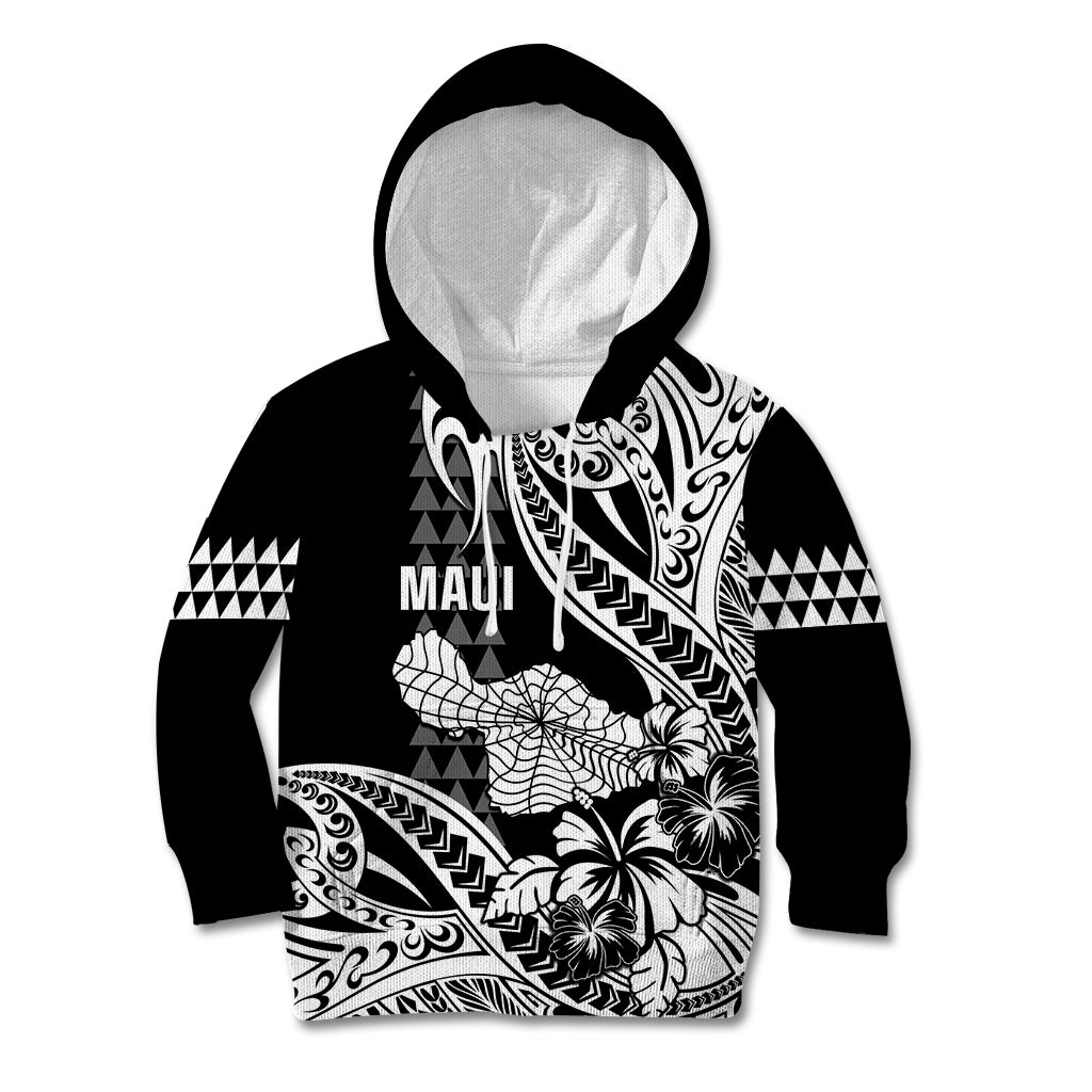 Hawaii Maui Upena Kiloi Kid Hoodie Kakau Tribal Pattern Black Version LT05 Hoodie Black - Polynesian Pride