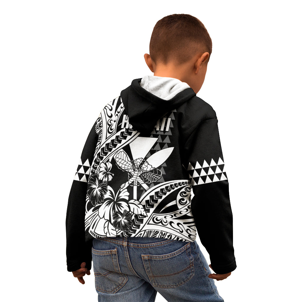 Hawaii Maui Upena Kiloi Kid Hoodie Kakau Tribal Pattern Black Version LT05 - Polynesian Pride