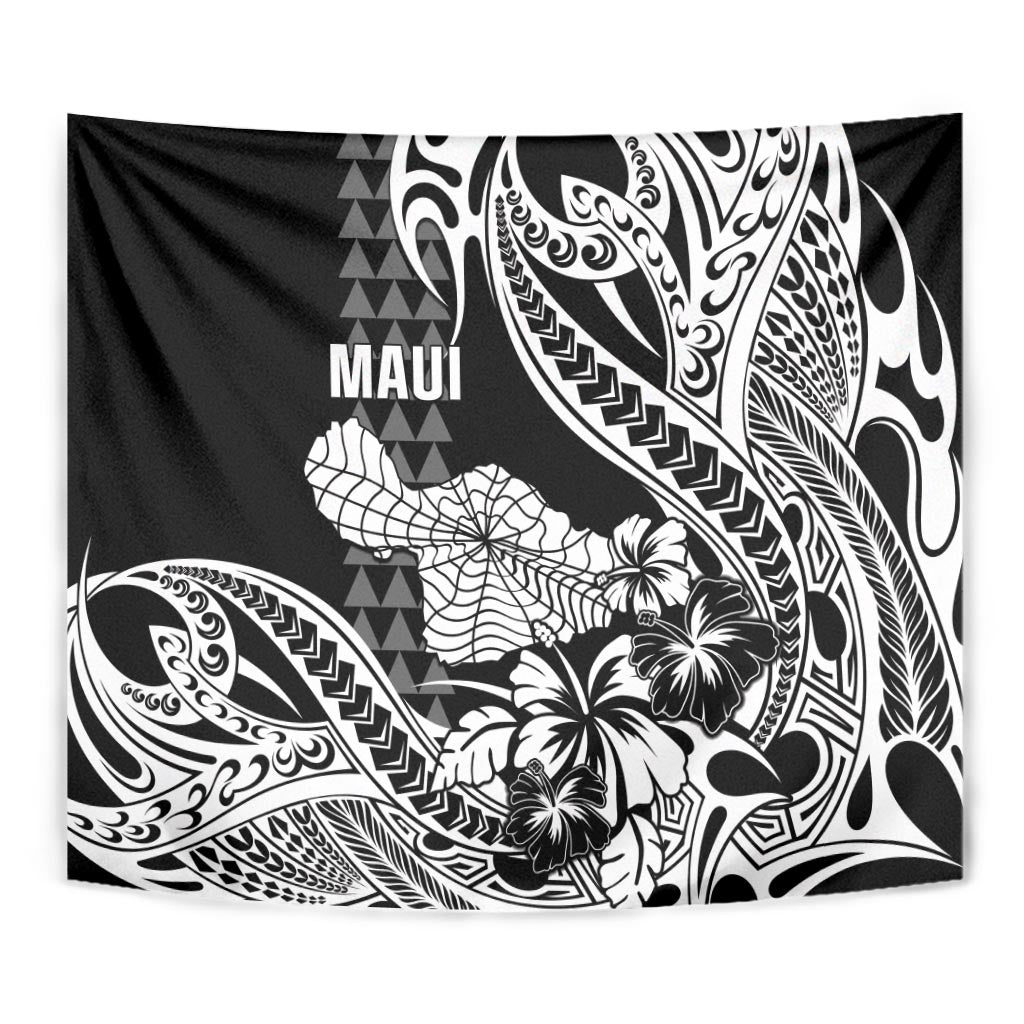 Hawaii Maui Upena Kiloi Tapestry Kakau Tribal Pattern Black Version LT05 - Polynesian Pride