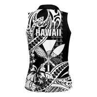 Hawaii Maui Upena Kiloi Women Sleeveless Polo Shirt Kakau Tribal Pattern Black Version LT05 - Polynesian Pride