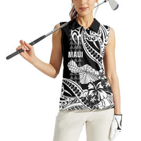 Hawaii Maui Upena Kiloi Women Sleeveless Polo Shirt Kakau Tribal Pattern Black Version LT05 - Polynesian Pride