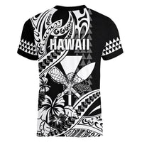 Hawaii Maui Upena Kiloi Women V-Neck T-Shirt Kakau Tribal Pattern Black Version LT05 - Polynesian Pride