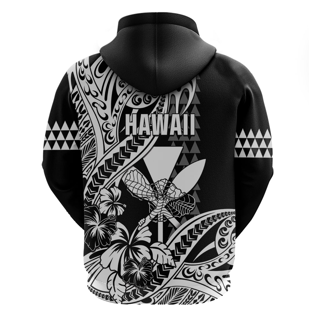 Hawaii Maui Upena Kiloi Zip Hoodie Kakau Tribal Pattern Black Version