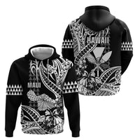 Hawaii Maui Upena Kiloi Zip Hoodie Kakau Tribal Pattern Black Version