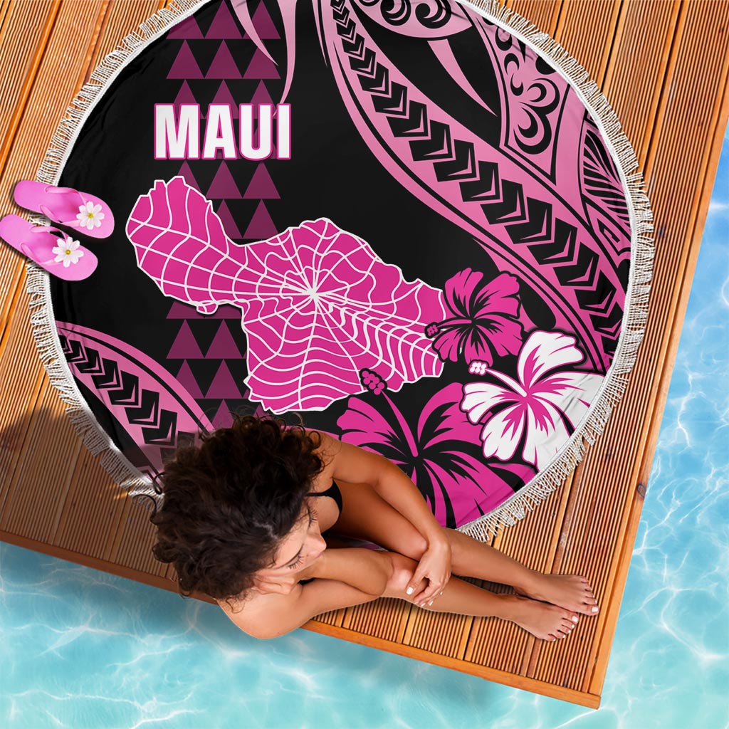 Hawaii Maui Upena Kiloi Beach Blanket Kakau Tribal Pattern Pink Version