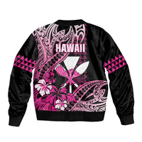 Hawaii Maui Upena Kiloi Bomber Jacket Kakau Tribal Pattern Pink Version