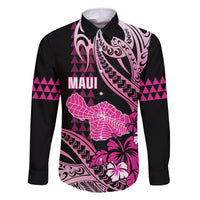 Hawaii Maui Upena Kiloi Family Matching Mermaid Dress and Hawaiian Shirt Kakau Tribal Pattern Pink Version