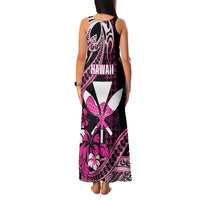 Hawaii Maui Upena Kiloi Family Matching Tank Maxi Dress and Hawaiian Shirt Kakau Tribal Pattern Pink Version