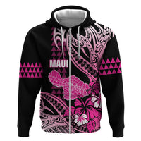 Hawaii Maui Upena Kiloi Zip Hoodie Kakau Tribal Pattern Pink Version