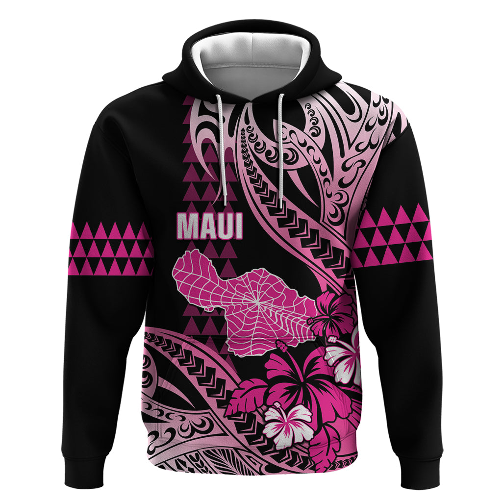 Hawaii Maui Upena Kiloi Zip Hoodie Kakau Tribal Pattern Pink Version