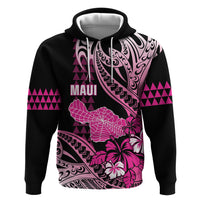 Hawaii Maui Upena Kiloi Zip Hoodie Kakau Tribal Pattern Pink Version