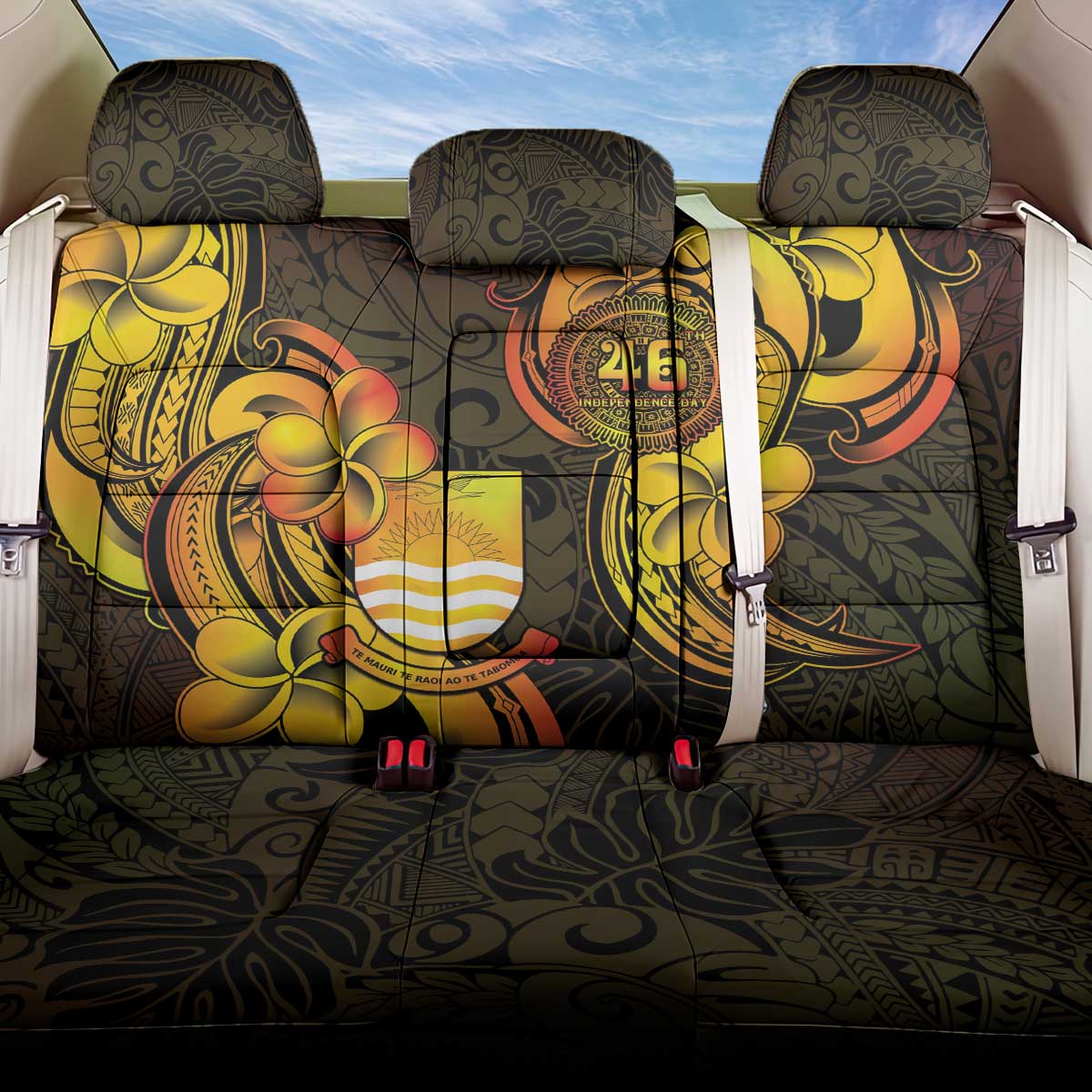 Personalised Kiribati Independence Day Back Car Seat Cover 46th Anniversary