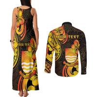 Personalised Kiribati Independence Day Couples Matching Tank Maxi Dress and Long Sleeve Button Shirt 46th Anniversary
