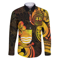 Personalised Kiribati Independence Day Family Matching Off Shoulder Maxi Dress and Hawaiian Shirt 46th Anniversary