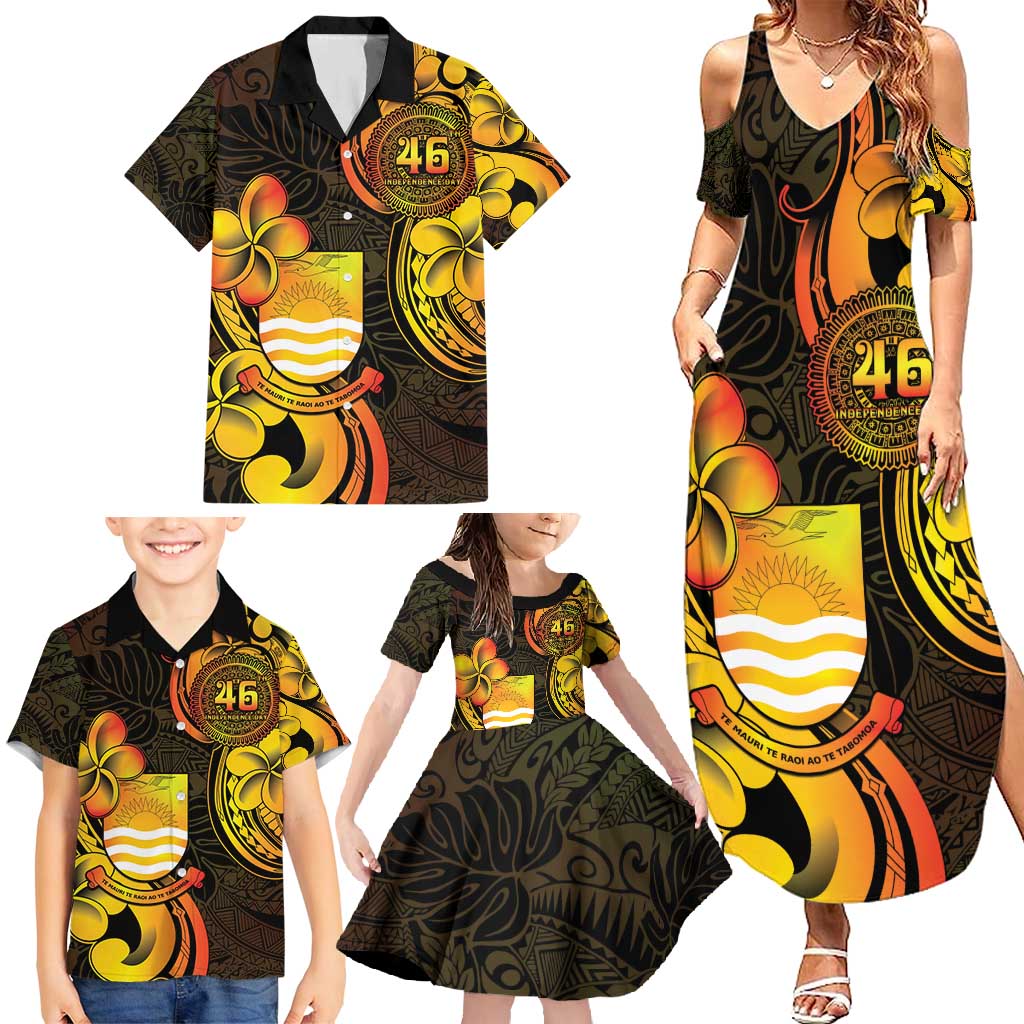 Personalised Kiribati Independence Day Family Matching Summer Maxi Dress and Hawaiian Shirt 46th Anniversary