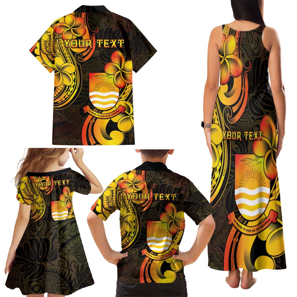 Personalised Kiribati Independence Day Family Matching Tank Maxi Dress and Hawaiian Shirt 46th Anniversary