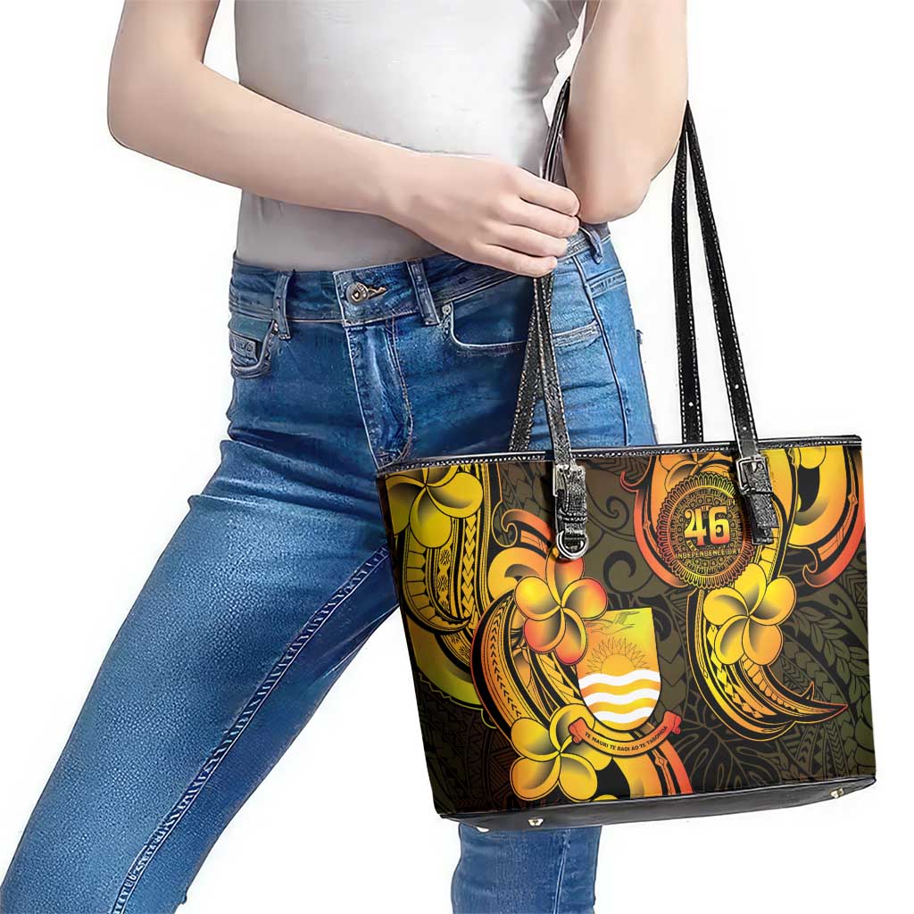 Personalised Kiribati Independence Day Leather Tote Bag 46th Anniversary
