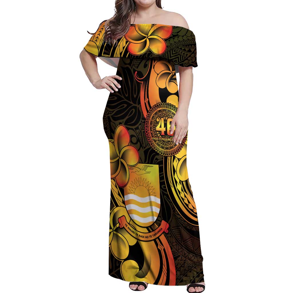 Personalised Kiribati Independence Day Off Shoulder Maxi Dress 46th Anniversary