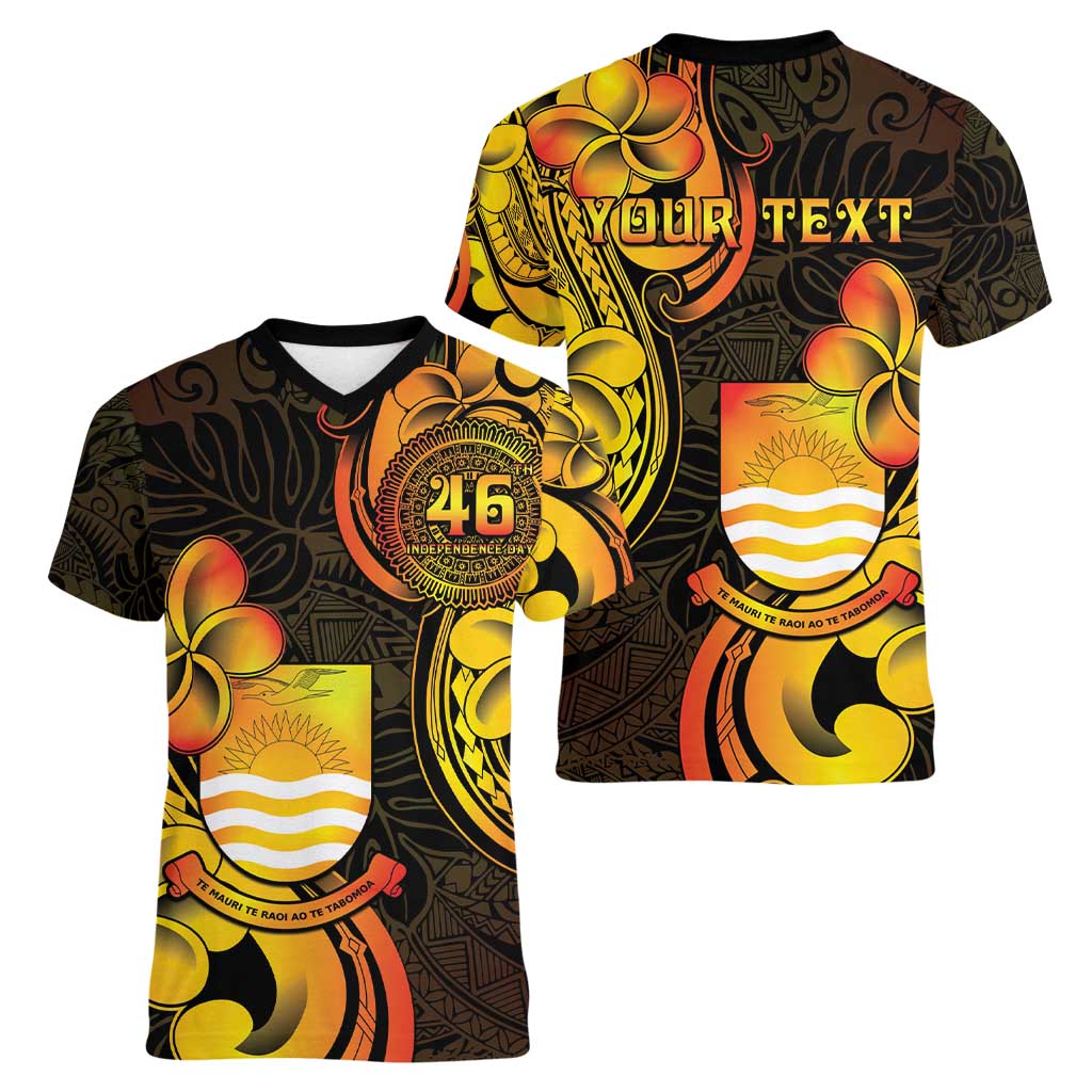 Personalised Kiribati Independence Day Women V-Neck T-Shirt 46th Anniversary