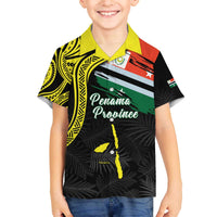 Personalised Vanuatu Penama Day Family Matching Off The Shoulder Long Sleeve Dress and Hawaiian Shirt Grunge Flag Style - Polynesian Pride