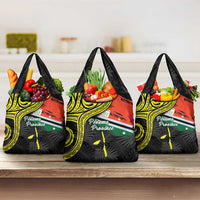 Vanuatu Penama Day Grocery Bag Grunge Flag Style - Polynesian Pride
