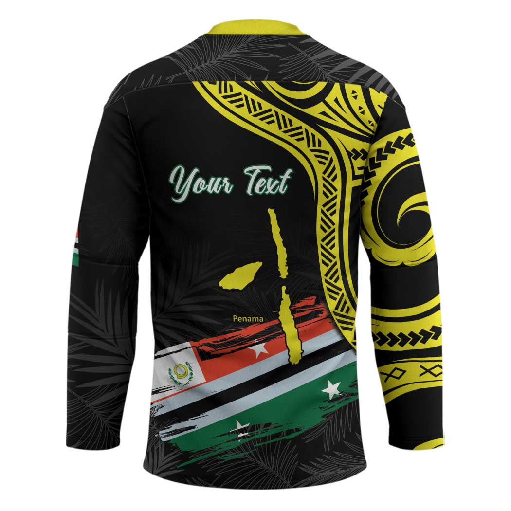 Personalised Vanuatu Penama Day Hockey Jersey Grunge Flag Style - Polynesian Pride