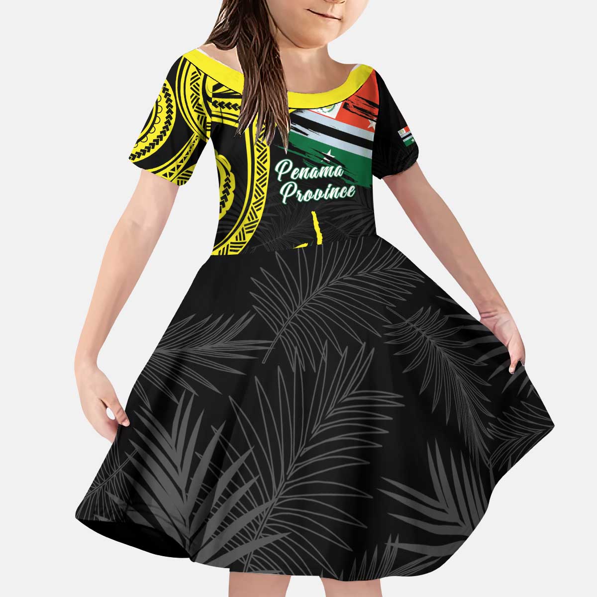 Personalised Vanuatu Penama Day Kid Short Sleeve Dress Grunge Flag Style - Polynesian Pride