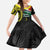 Personalised Vanuatu Penama Day Kid Short Sleeve Dress Grunge Flag Style - Polynesian Pride