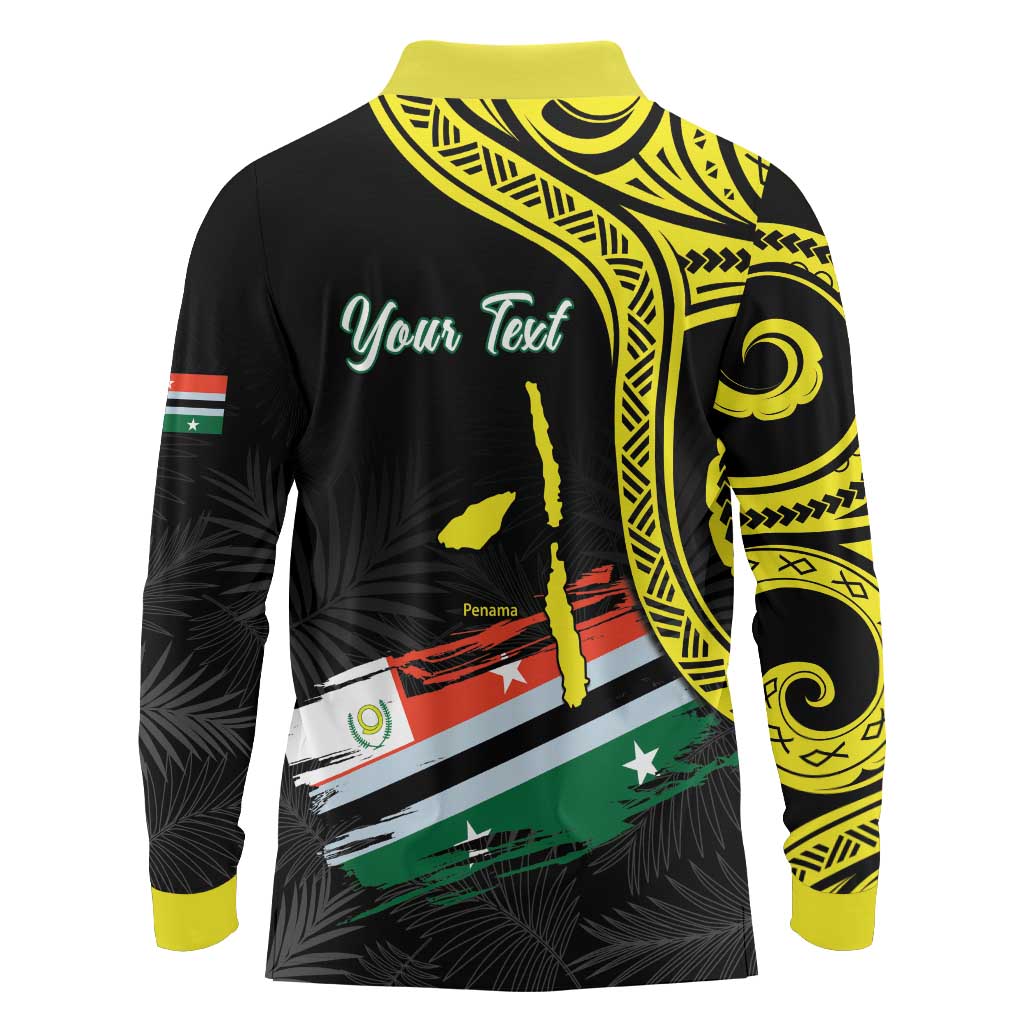 Personalised Vanuatu Penama Day Long Sleeve Polo Shirt Grunge Flag Style LT05 - Polynesian Pride