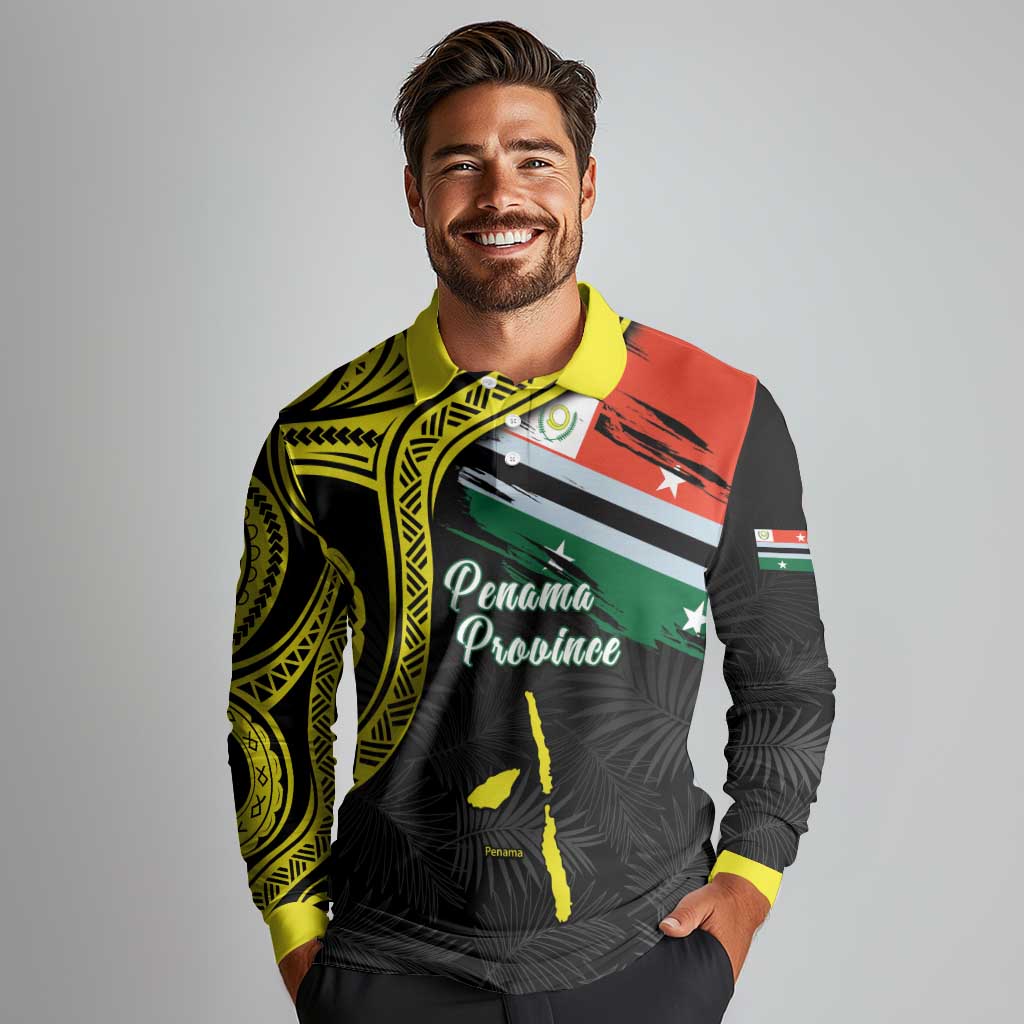 Personalised Vanuatu Penama Day Long Sleeve Polo Shirt Grunge Flag Style LT05 - Polynesian Pride