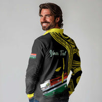 Personalised Vanuatu Penama Day Long Sleeve Polo Shirt Grunge Flag Style LT05 - Polynesian Pride