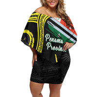 Personalised Vanuatu Penama Day Off Shoulder Short Dress Grunge Flag Style - Polynesian Pride