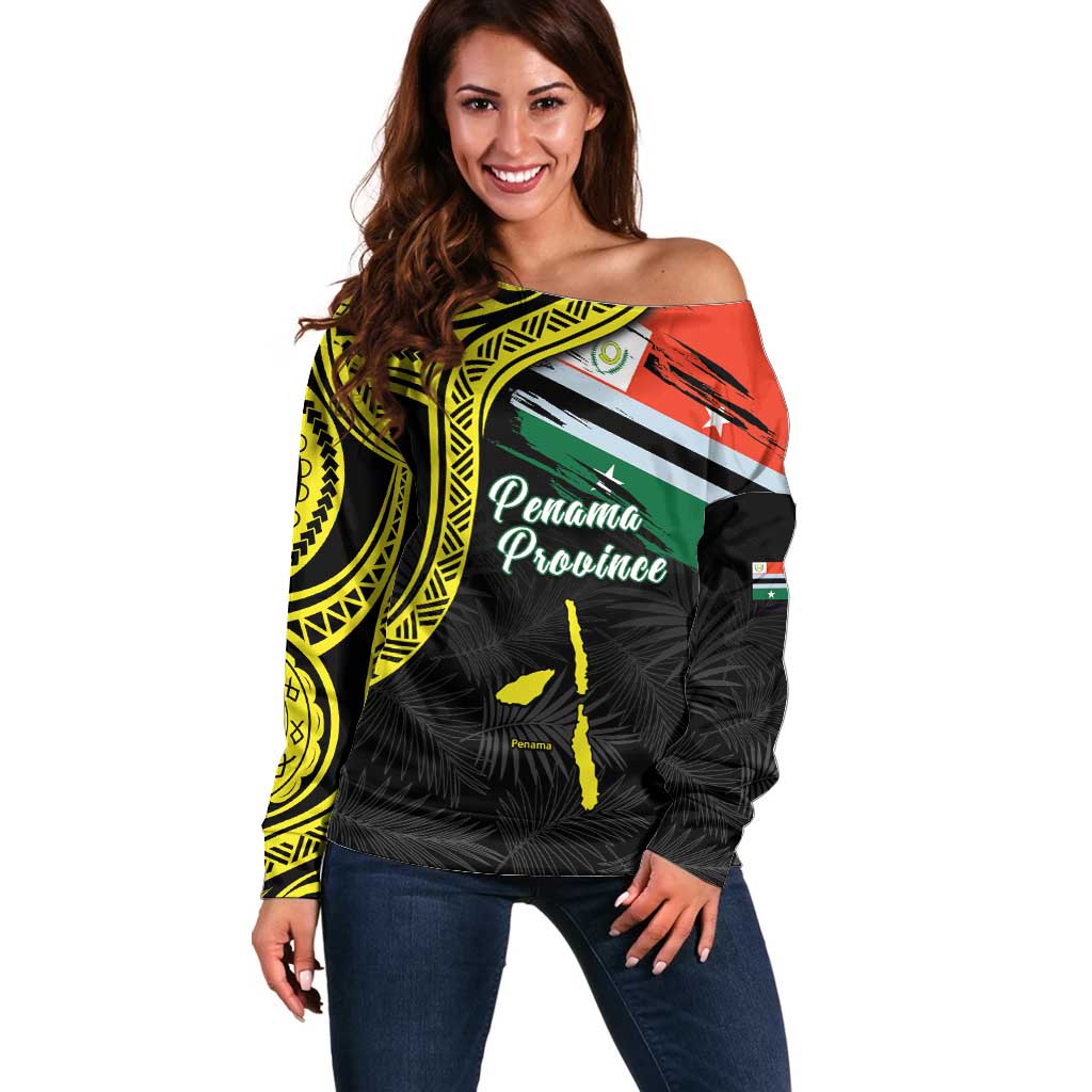 Personalised Vanuatu Penama Day Off Shoulder Sweater Grunge Flag Style - Polynesian Pride