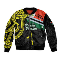 Personalised Vanuatu Penama Day Sleeve Zip Bomber Jacket Grunge Flag Style - Polynesian Pride