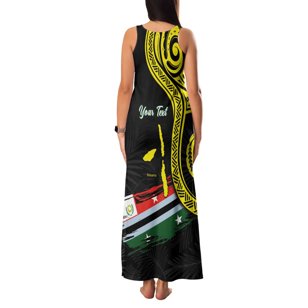 Personalised Vanuatu Penama Day Tank Maxi Dress Grunge Flag Style - Polynesian Pride