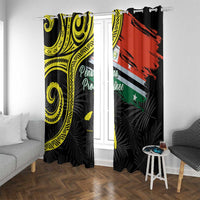 Vanuatu Penama Day Window Curtain Grunge Flag Style - Polynesian Pride