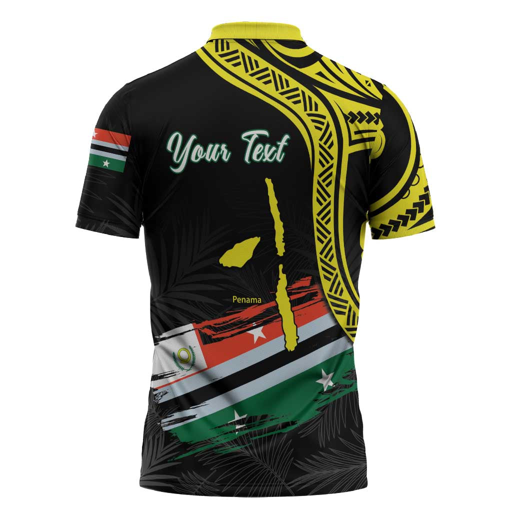 Personalised Vanuatu Penama Day Zipper Polo Shirt Grunge Flag Style LT05 - Polynesian Pride