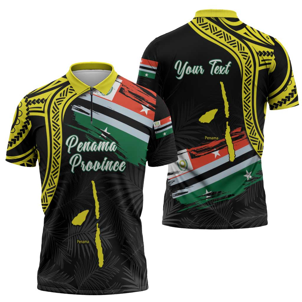 Personalised Vanuatu Penama Day Zipper Polo Shirt Grunge Flag Style LT05 - Polynesian Pride