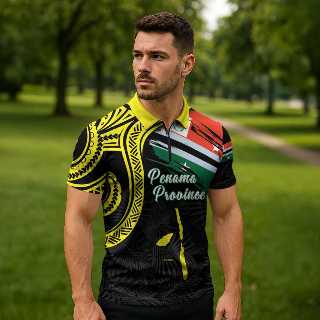 Personalised Vanuatu Penama Day Zipper Polo Shirt Grunge Flag Style LT05 - Polynesian Pride