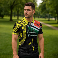 Personalised Vanuatu Penama Day Zipper Polo Shirt Grunge Flag Style LT05 - Polynesian Pride