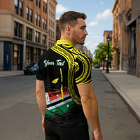 Personalised Vanuatu Penama Day Zipper Polo Shirt Grunge Flag Style LT05 - Polynesian Pride